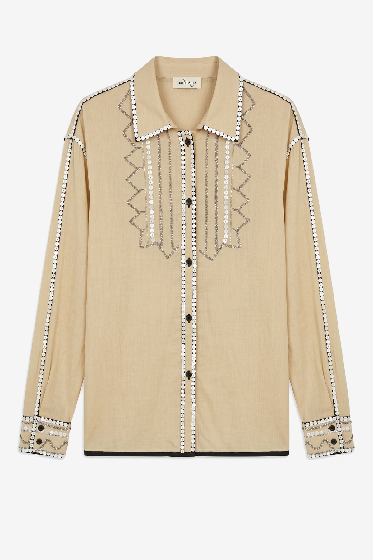 Camicia con ricami e dettagli a contrasto
