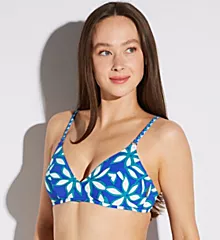 Rosa Faia Beach Blossom Minou Swim Top Ocean Blue Print 36D