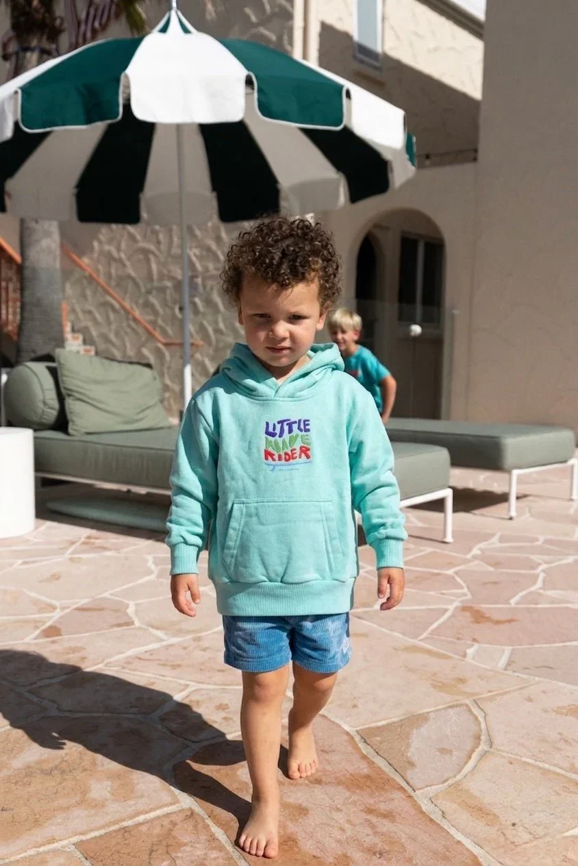 Image of Little Wave Rider Hoodie- Aqua Blue