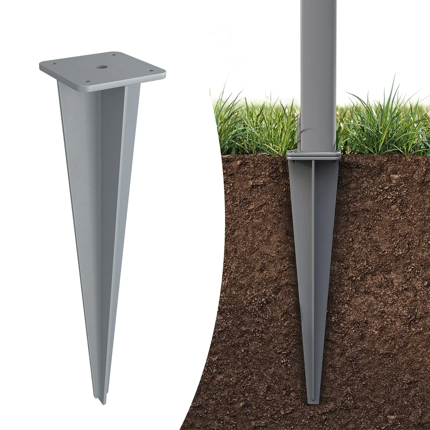 Image of Erdanker für Standpfosten von Seitenmarkisen, nur für SONGMICS Seitenmarkisen mit Stahl-Standpfosten geeignet