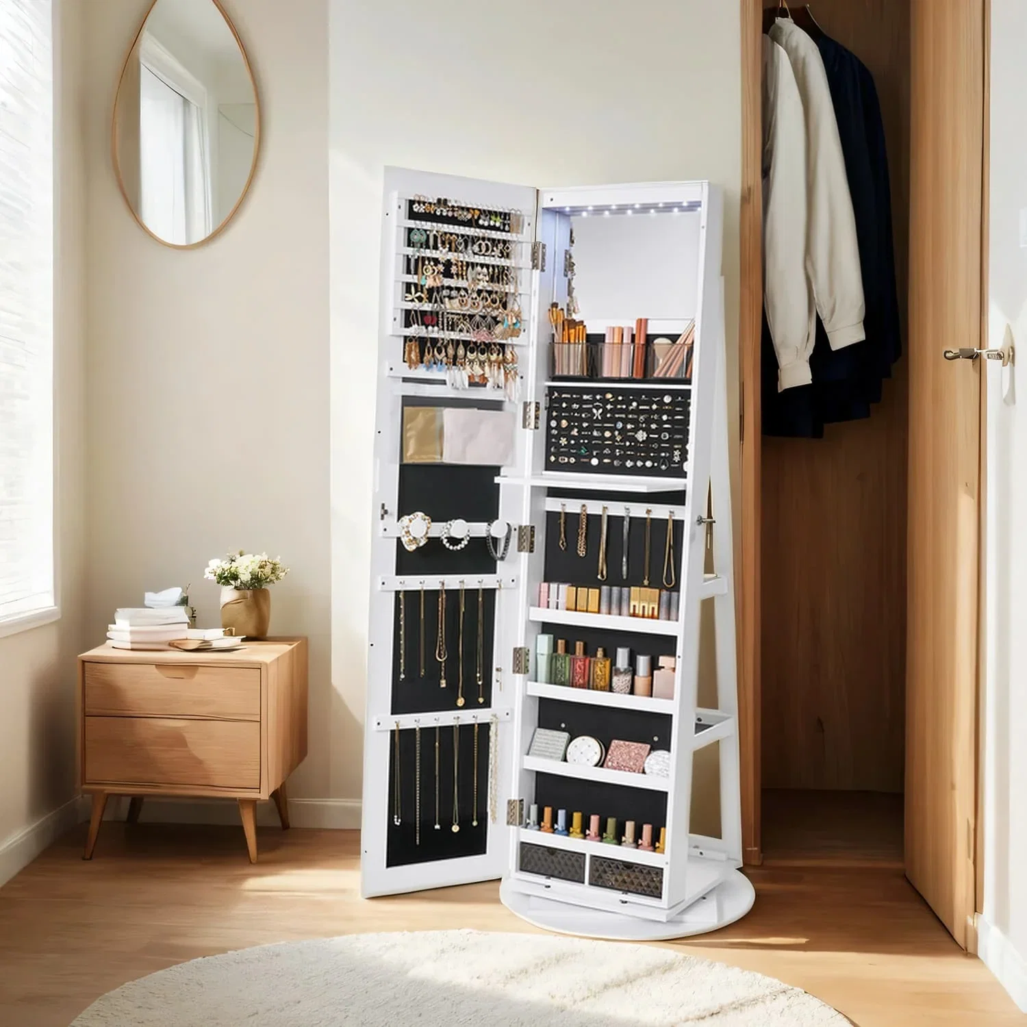 Image of Schmuckschrank, Spiegelschrank, mit rahmenlosem Ganzkörperspiegel