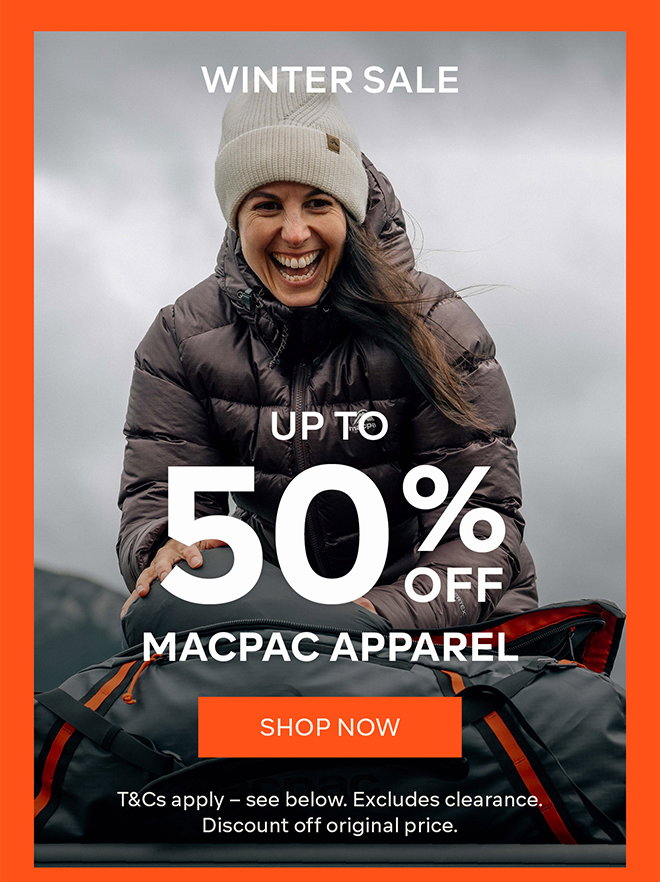 Up to 50% off Macpac Apparel