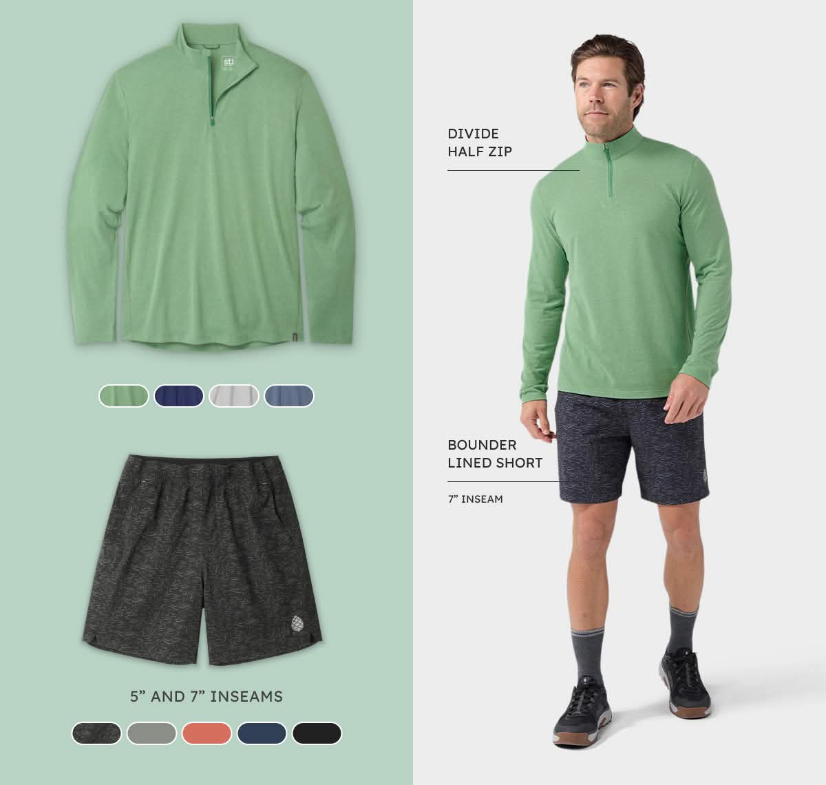 Run it. Men's Divide Half Zip and Bounder Lined Short.