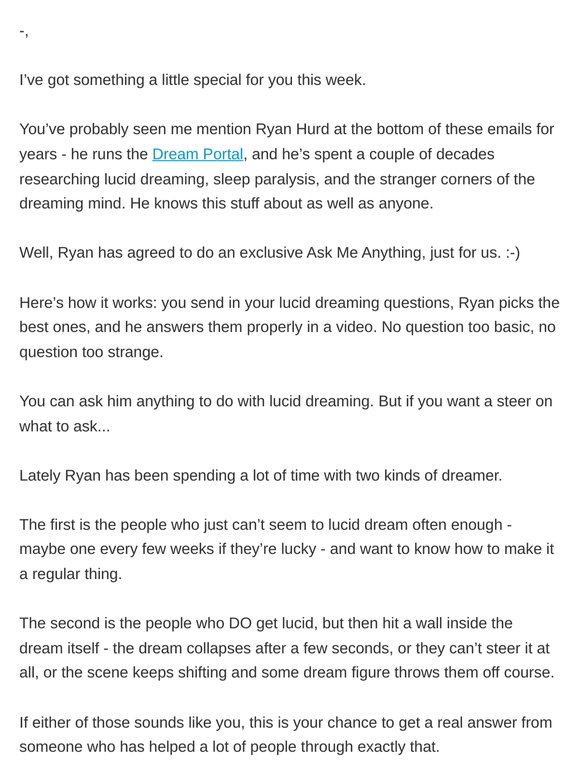 Ask lucid dreaming expert Ryan Hurd anything