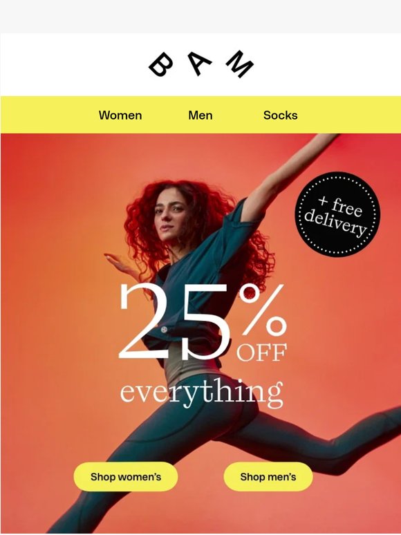 25% off everything + free delivery