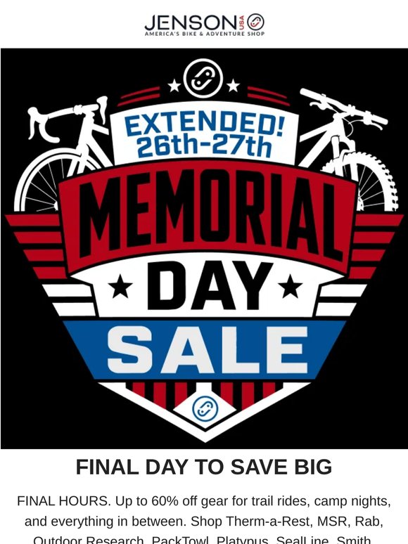 Last day: up to 60% off — Memorial Day Sale ends tonight