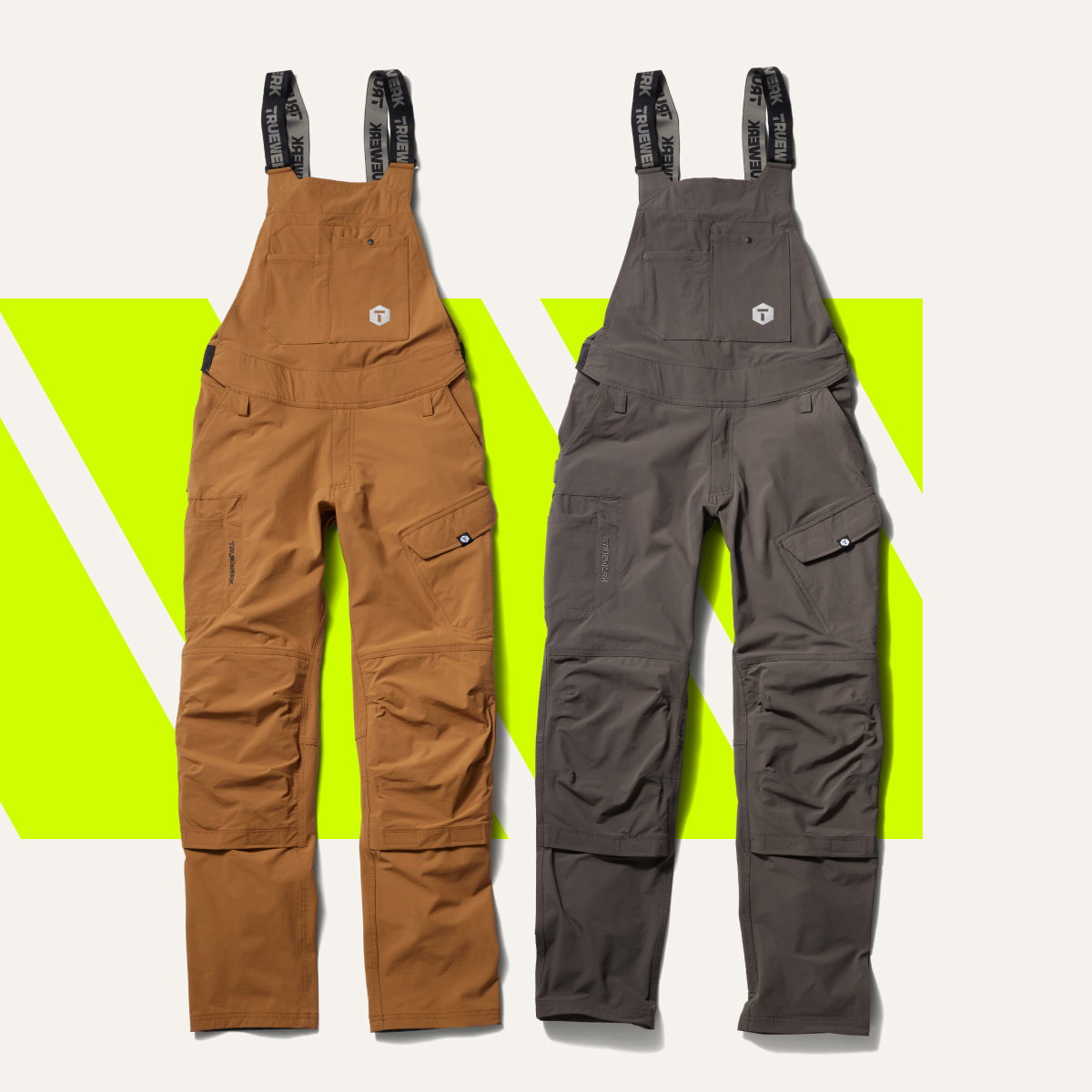 T1 Overalls featured (left to right) in: Sand and Deep Grey