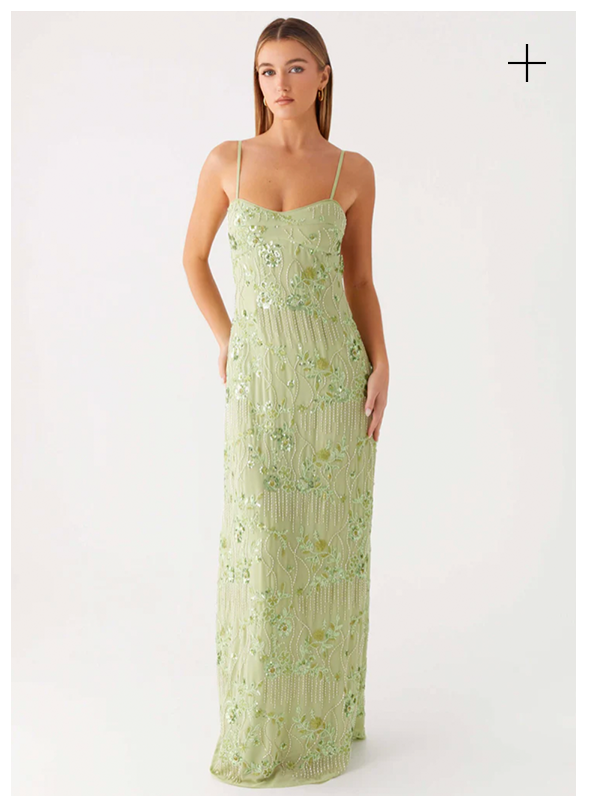 Celandine Beaded Maxi Dress - Lime