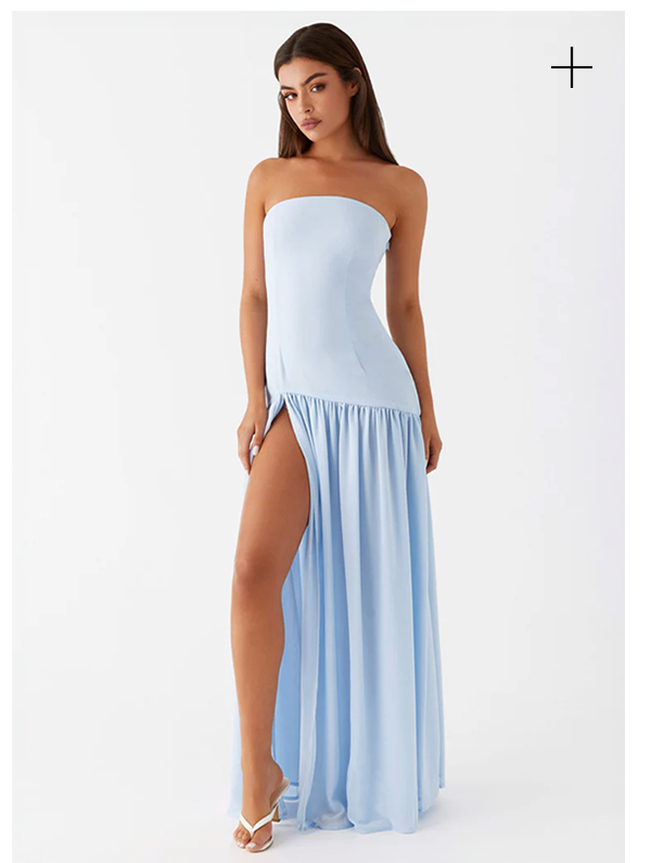 Eden Strapless Maxi Dress — Blue