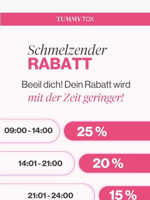25 % jetzt – 15 % um Mitternacht ⏰