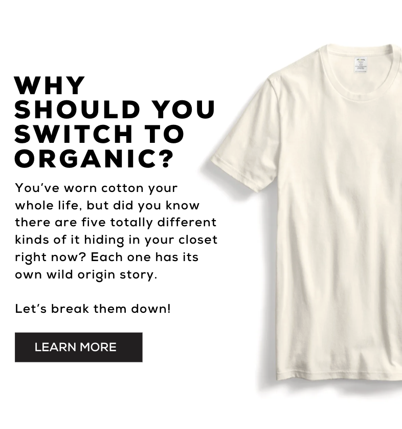 Why should you switch to organic? You’ve worn cotton your whole life, but did you know there are five totally different kinds of it hiding in your closet right now? Each one has its own wild origin story. Let’s break them down! 