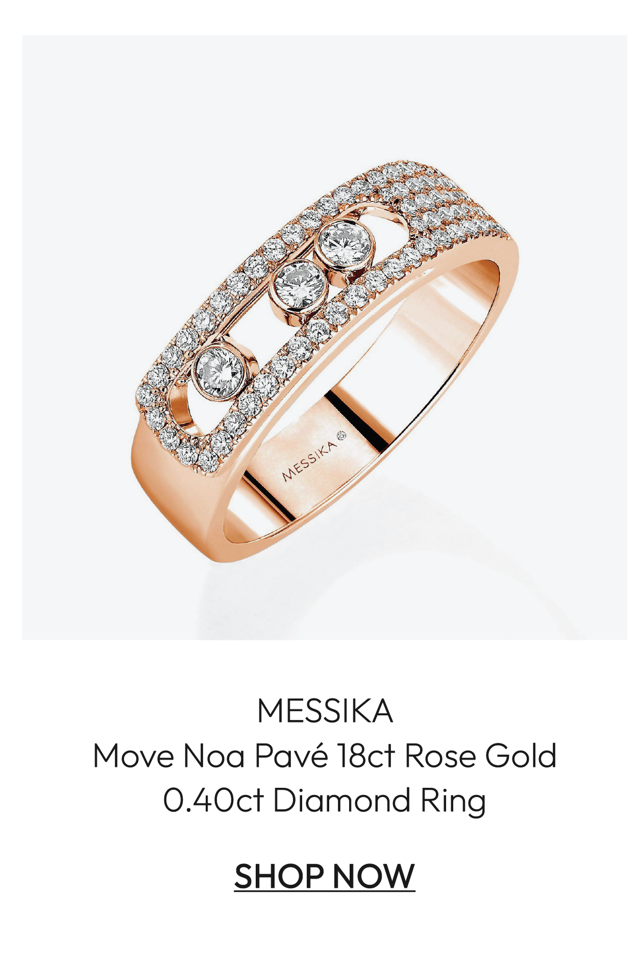 Messika Move Noa Pavé 18ct Rose Gold 0.40ct Diamond Ring 06129-RG