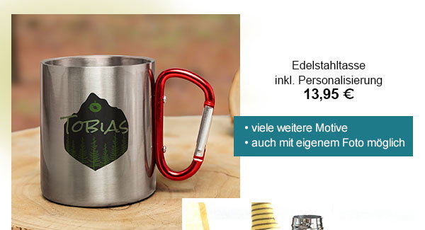Edelstahltasse inkl. Personalisierung 13,95€! Viele weitere Motive, auch mit eigenem Foto möglich. 