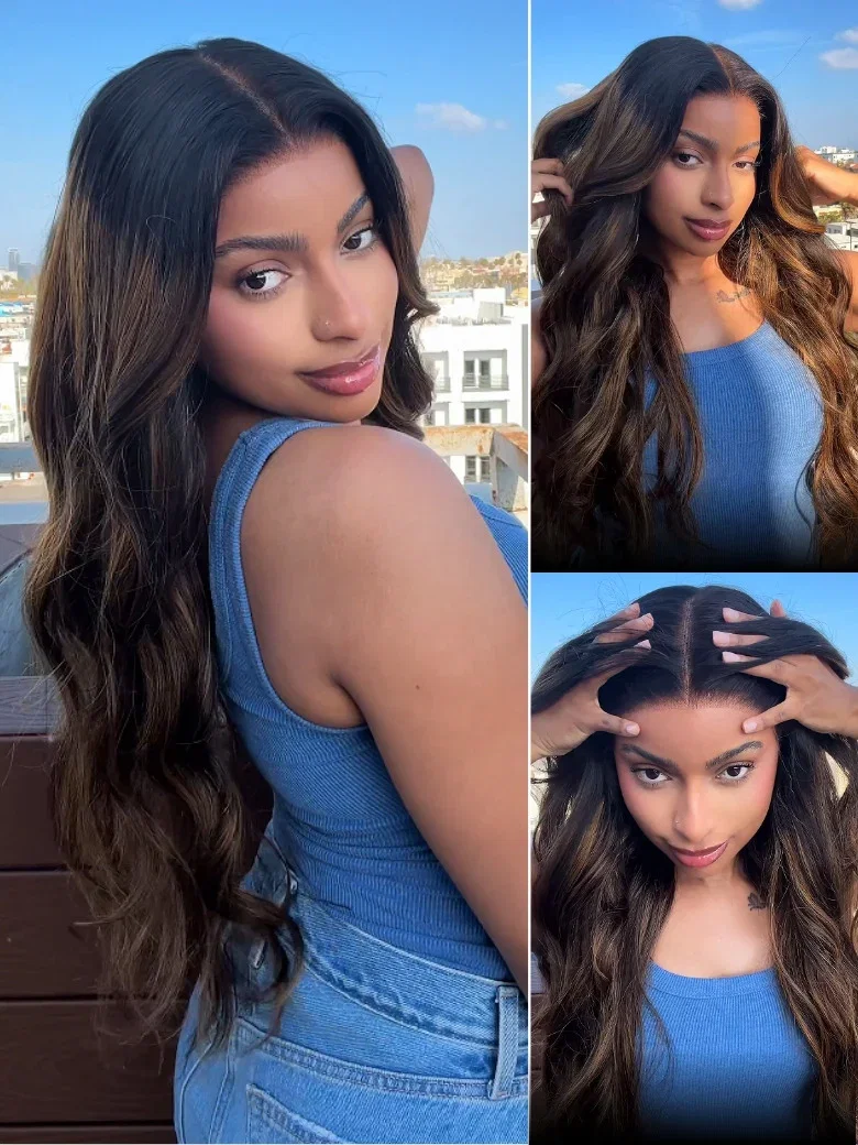 [20''=$139]Sunber 13x4/7x5 Pre Cut Balayage Highlight Body Wave Lace Frontal Wigs With Invisi Drawstring