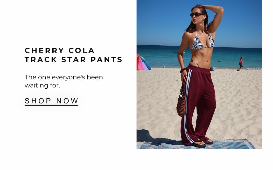 Cherry Cola Track Star Pants | SHOP NOW 