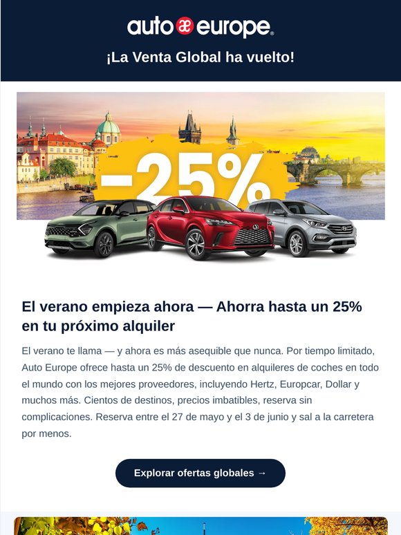 La Venta Global está aquí | Hasta un 25% de descuento en alquileres