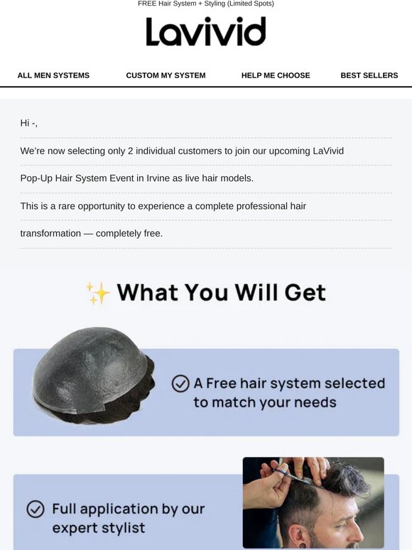 Apply Now – FREE Hair Transformation – Only 2 Spots