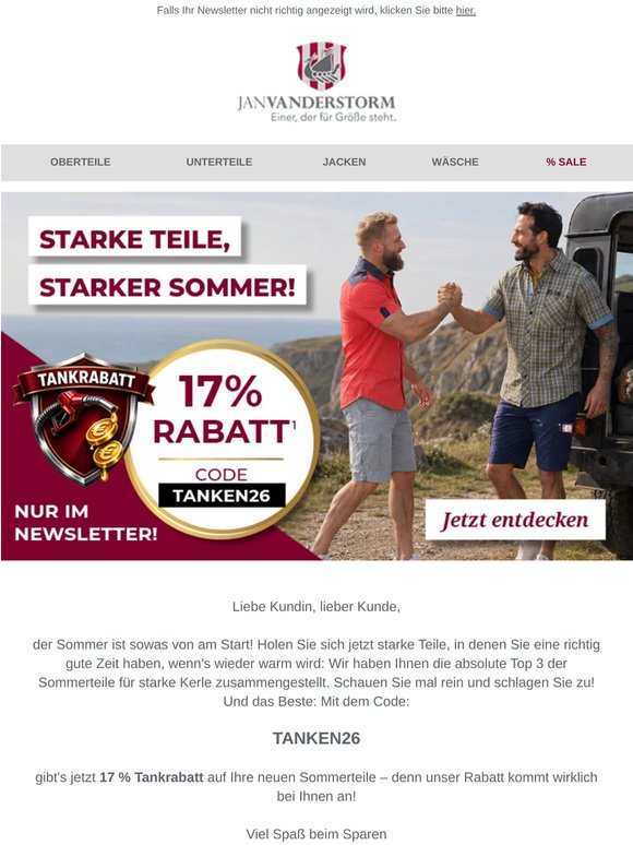 17 % sparen auf starke Sommerteile!