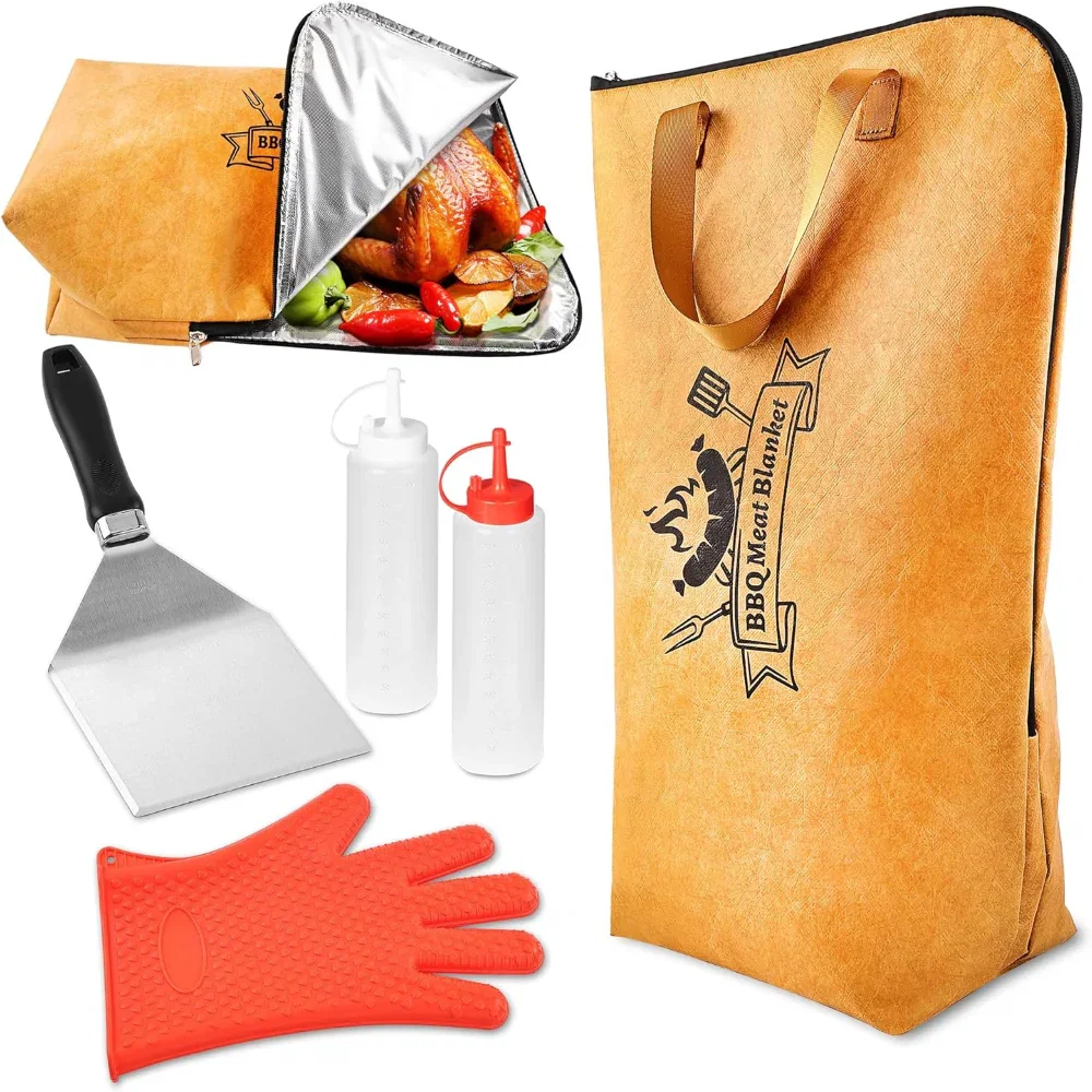 5 Piece BBQ Grill Accessories Set with Meat Resting Blanket and Heavy Duty Spatula