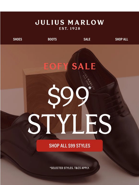 EOFY SALE: Selected Styles Just $99!