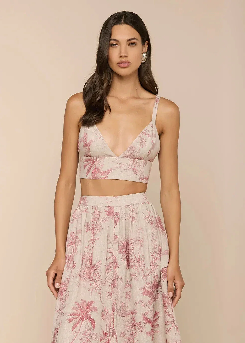Image of  Kaori Bralette - Tan Multi Textured Jungle Toile