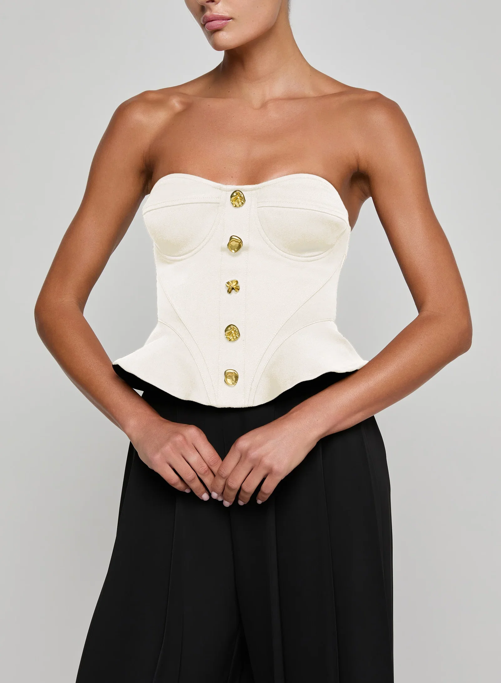 Image of  Anna Peplum Corset Top - White