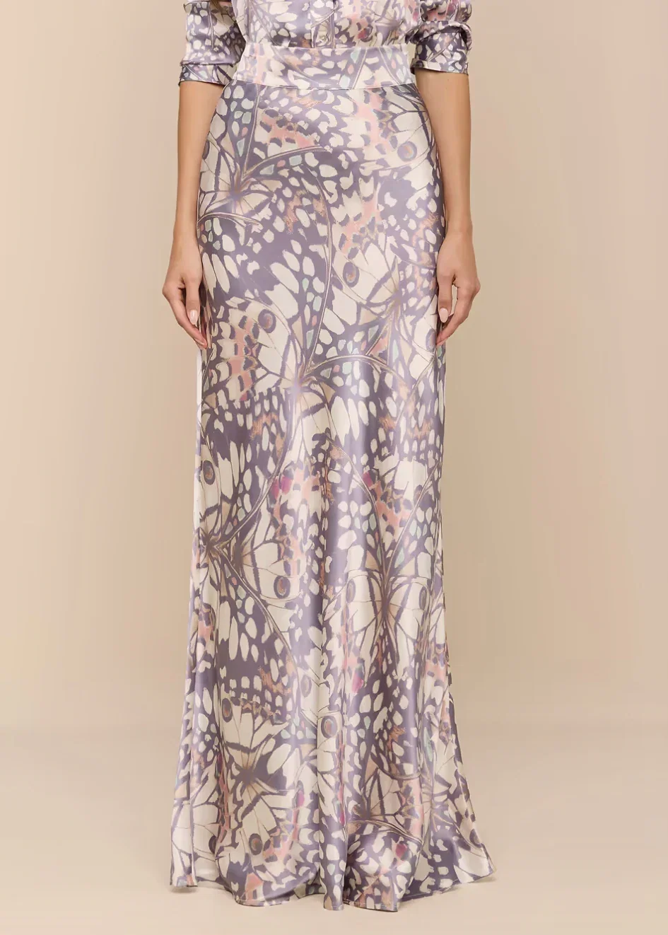 Image of  Ryker Silk Maxi Skirt - Multi Butterfly Wing