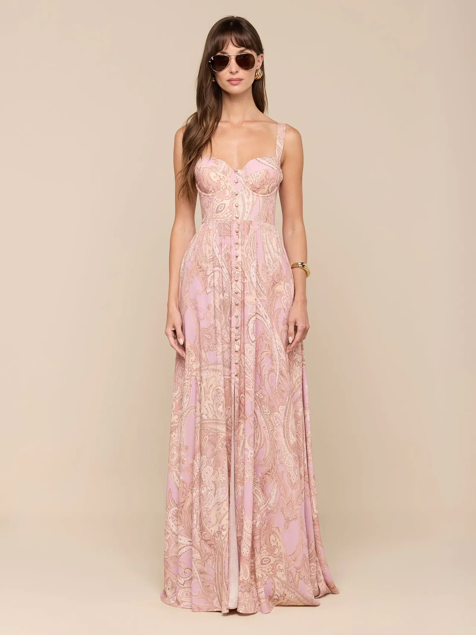 Image of  Rosette Maxi Dress - Mauve/Multi Traditional Paisley