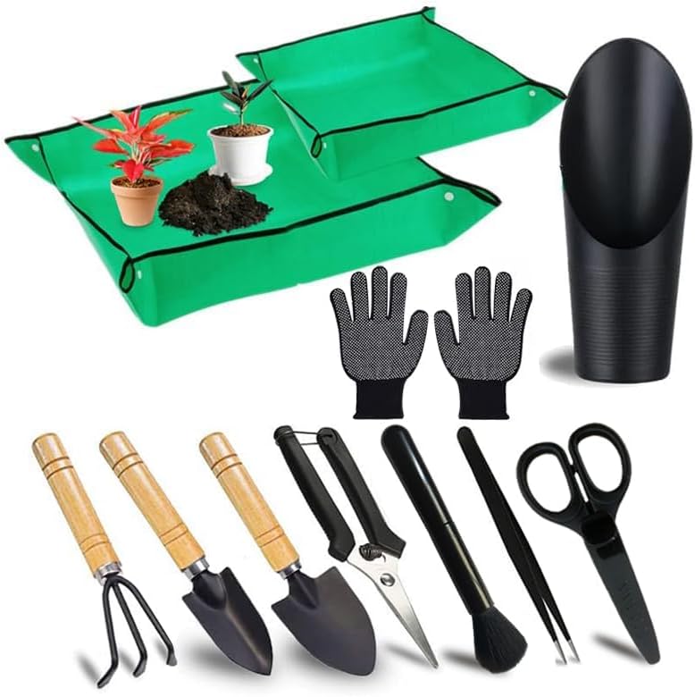 12 PCS Succulent Garden Tool Set with Square Garden Potting Trays