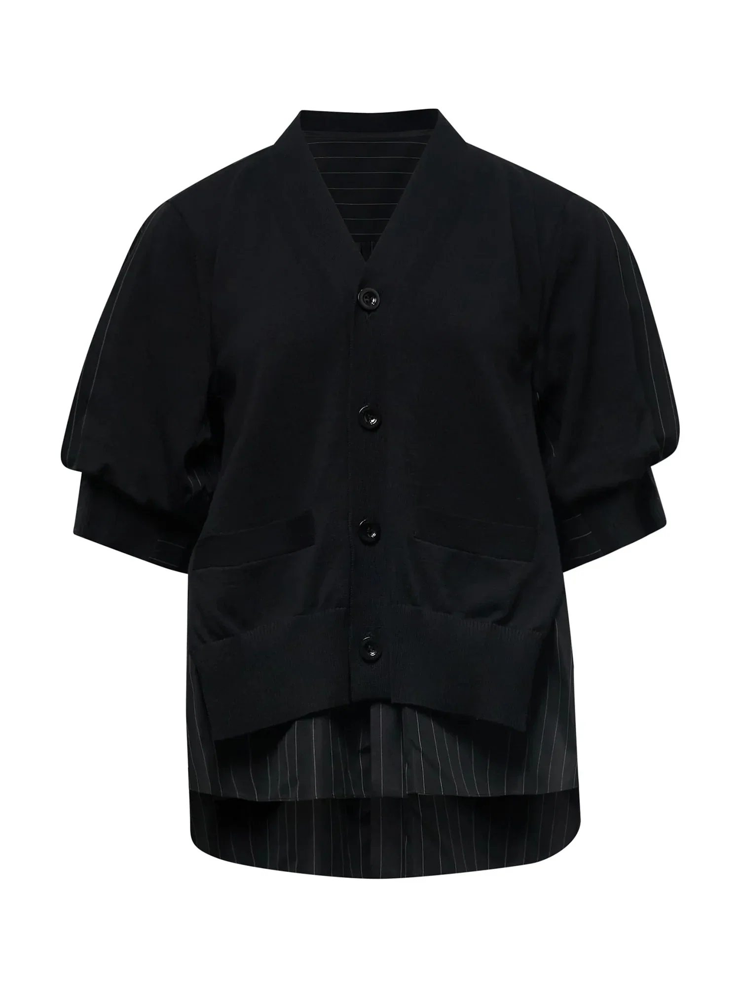 Image of Chalk Stripe x Cotton Knit Cardigan