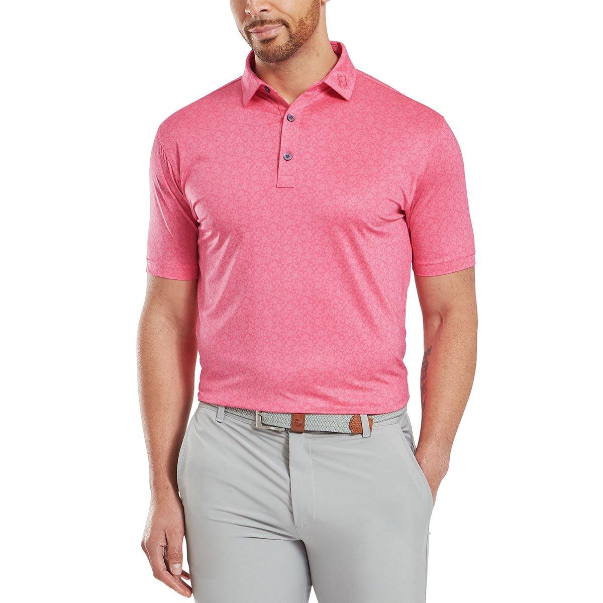 FootJoy Men's Painted Floral Lisle Golf Polo Shirt