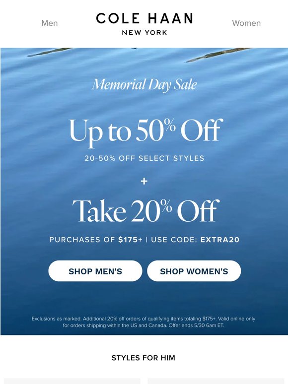 Happening now: up to 50% off select styles