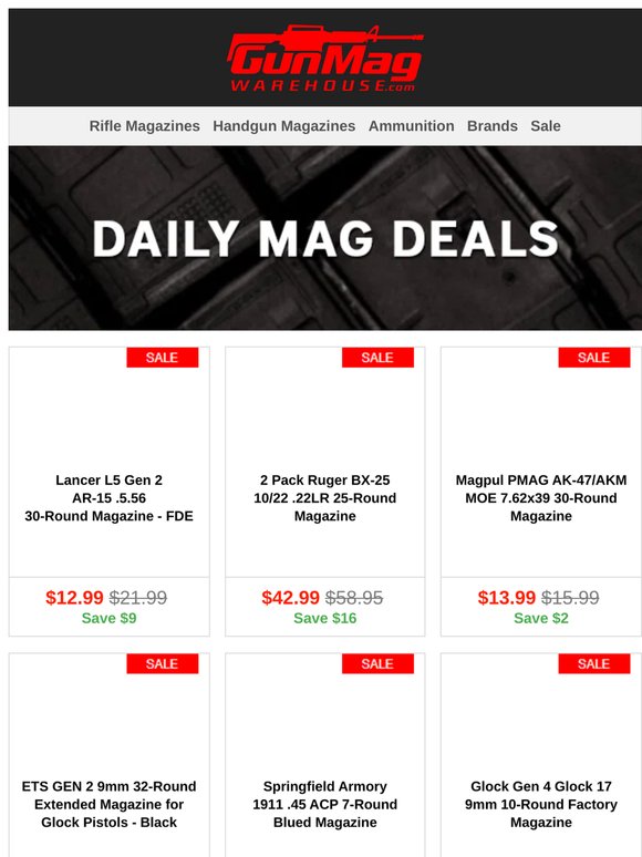 Middle Of The Week Mag Savings | Lancer L5 Gen 2 AR-15 5.56 30-Round Mag for $13