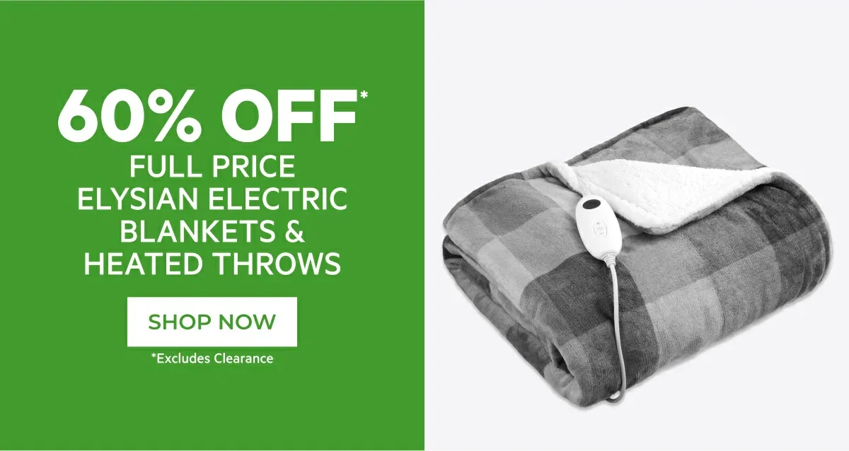 60% Off Full Price Elysian Electric Blankets & Heated Throws