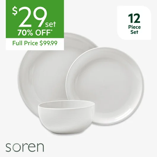 Soren Henley or Marlow 12pc Dinner Set