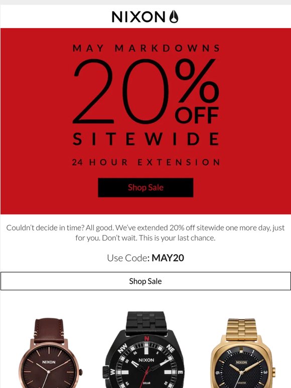 20% Off Sitewide - 24 More Hours