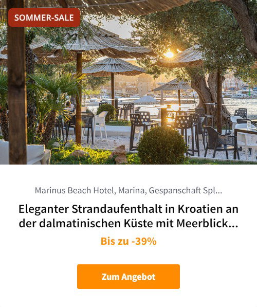 Eleganter Strandaufenthalt in Kroatien an der dalmatinischen Küste mit Meerblick