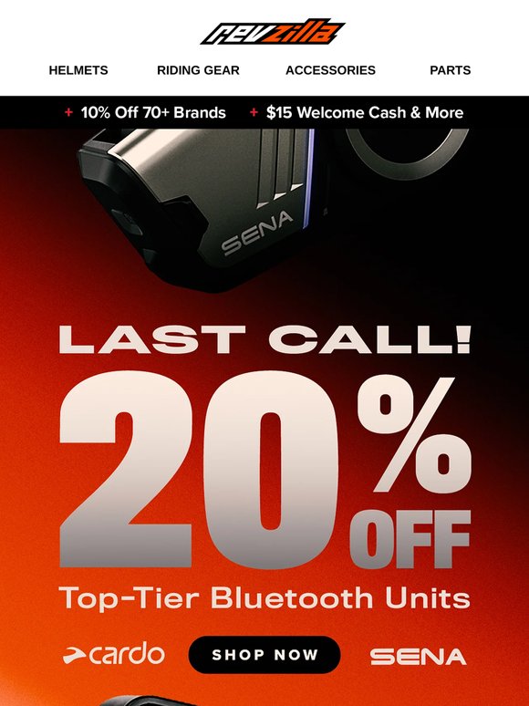 FINAL HOURS—20% Off Sena & Cardo