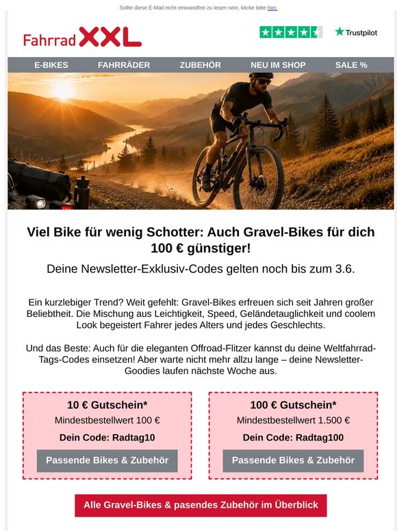 Viel Bike für wenig Schotter: Auch Gravel 100 € günstiger!