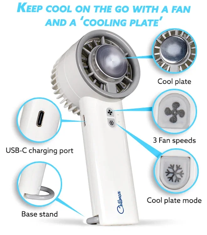 Keep cool on the go with a fan and a ‘cooling plate’