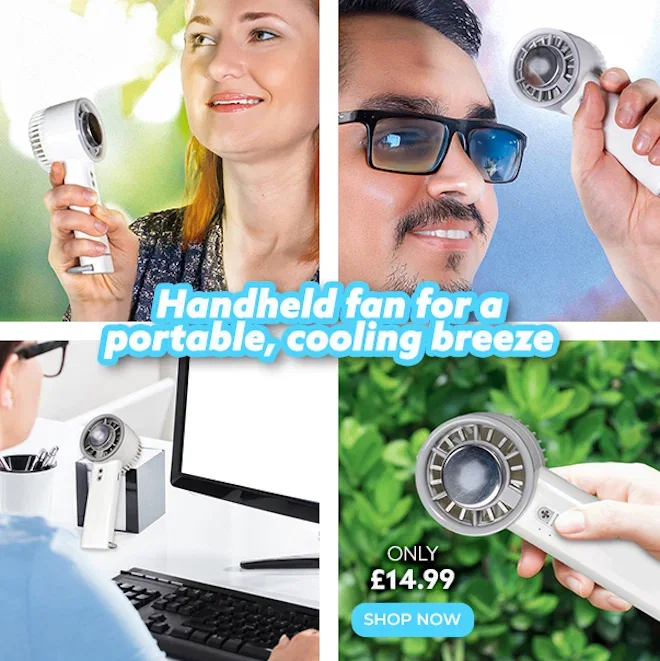 Handheld fan for a portable, cooling breeze