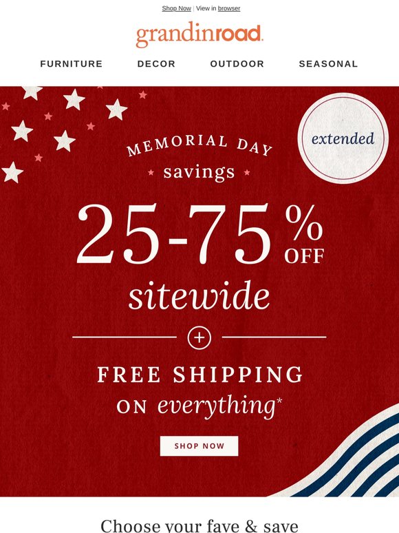 EXTENDED! 25-75% Off Sitewide + Free Shipping on Everything!