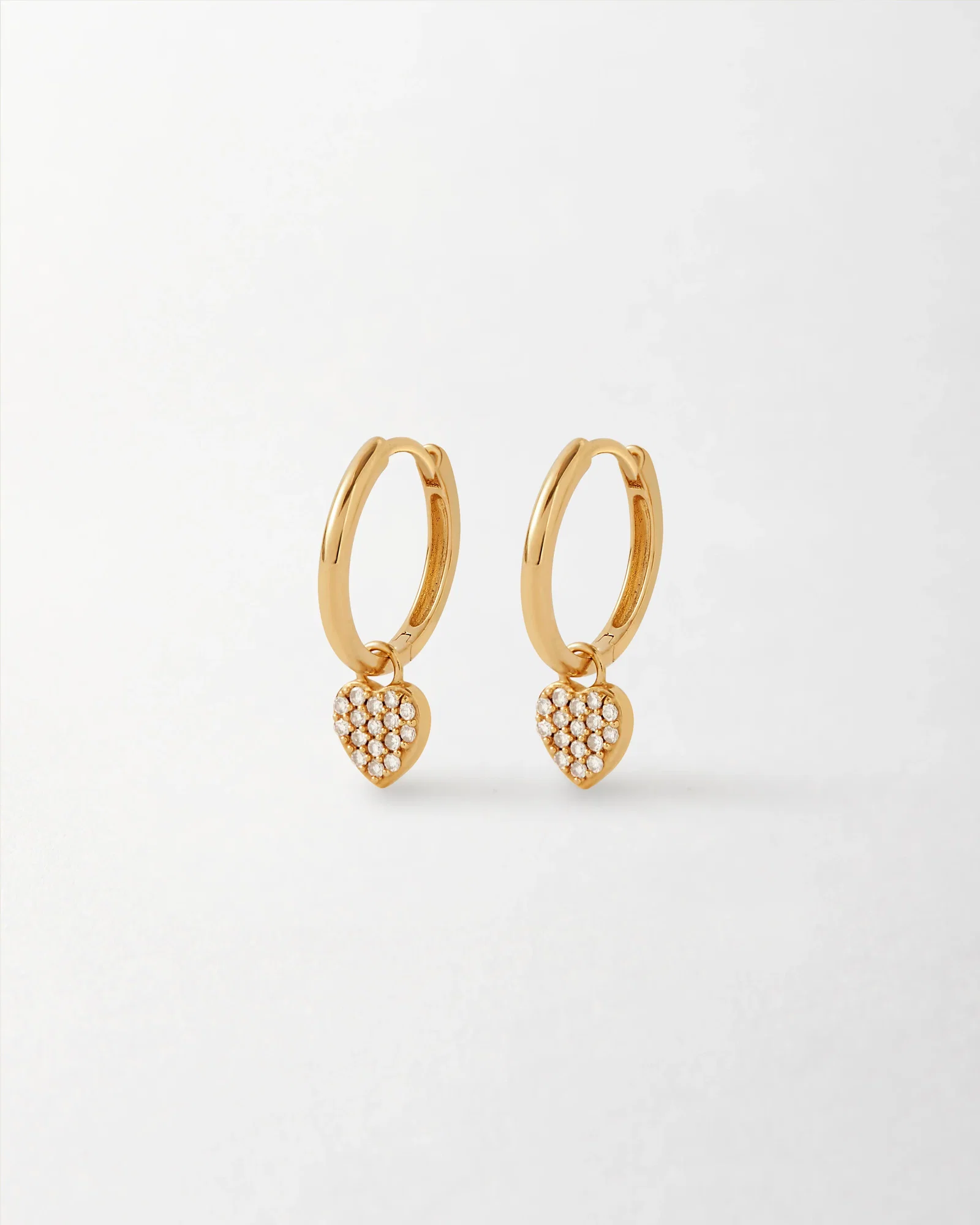 Image of Heart Diamond Hoop Earrings