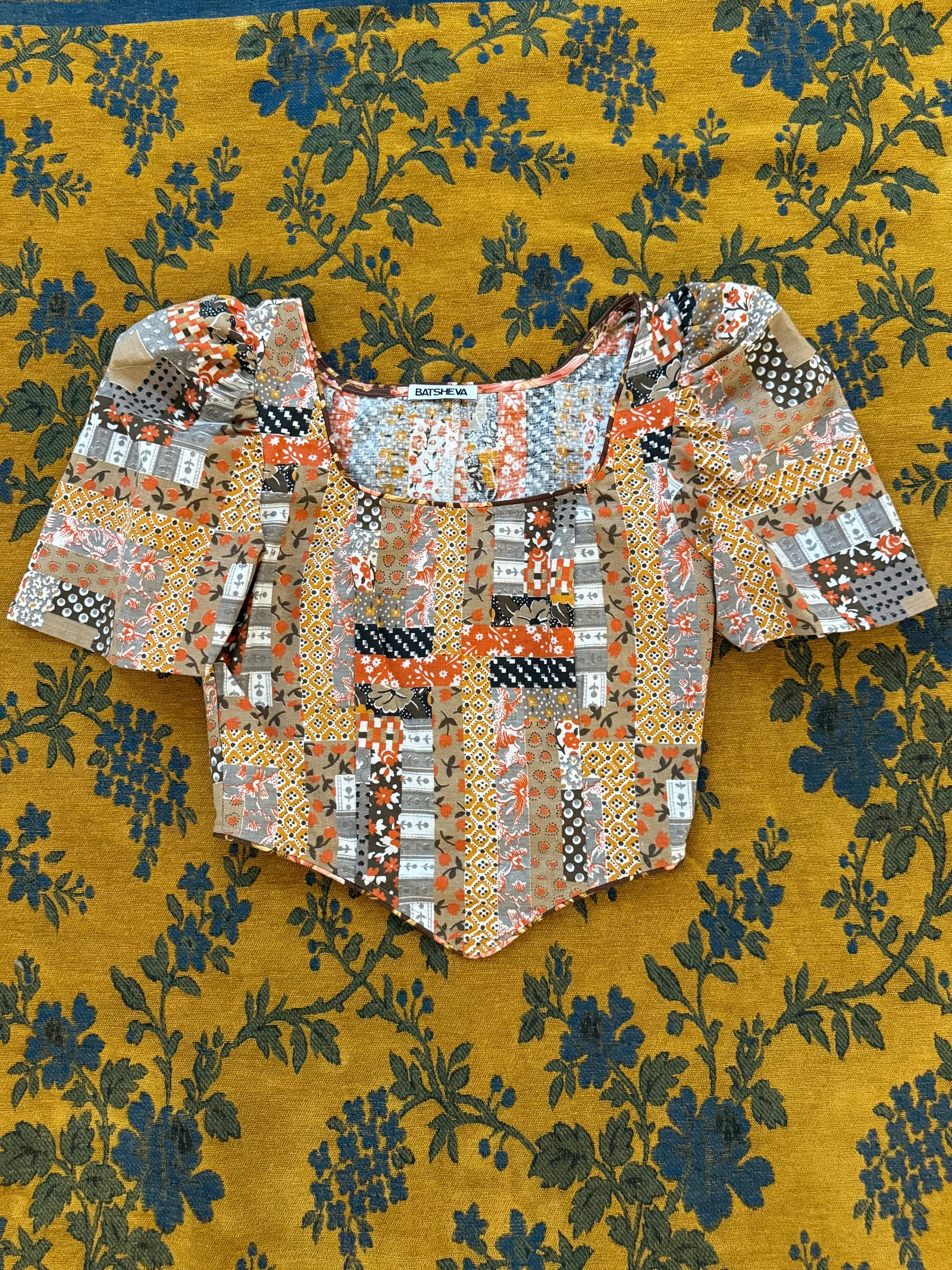 Image of Dirndl Top in Vintage Patchwork
