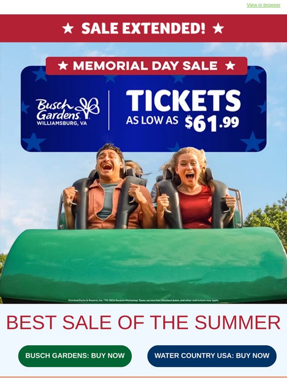 ⭐ Memorial Day Sale Extended ⭐ Tickets as low as $61.99