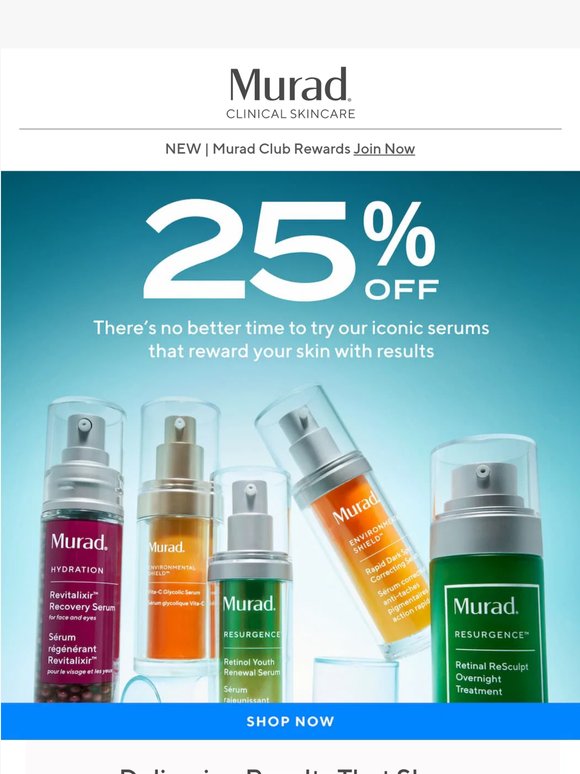 Clinically Proven. Customer Loved. 25% Off Serums