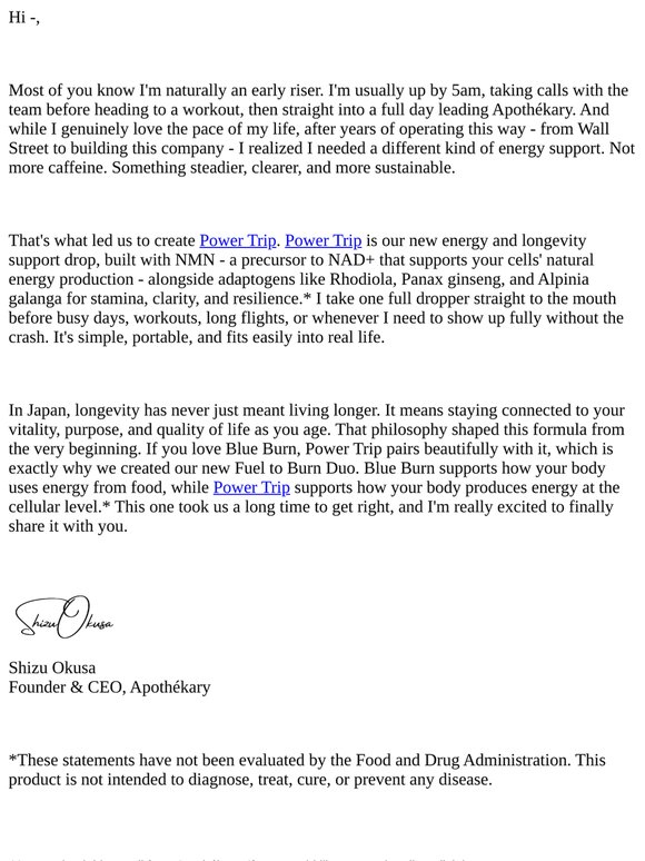 A note from Shizu on Power Trip