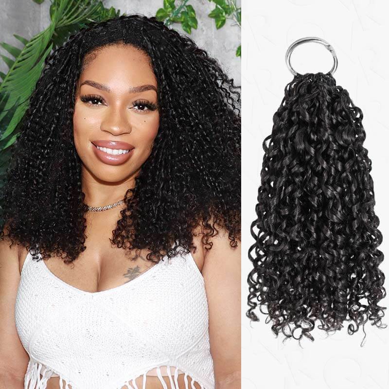 QVR Ramen Curl Crochet Hair Natural Black Machine Made Feather Crochet Human Hair Extension