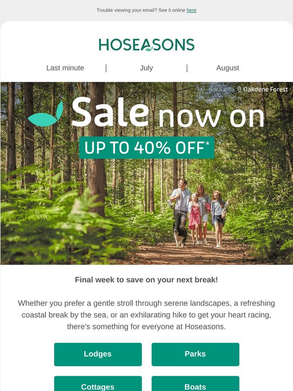 Final week to save UP TO 40% OFF*