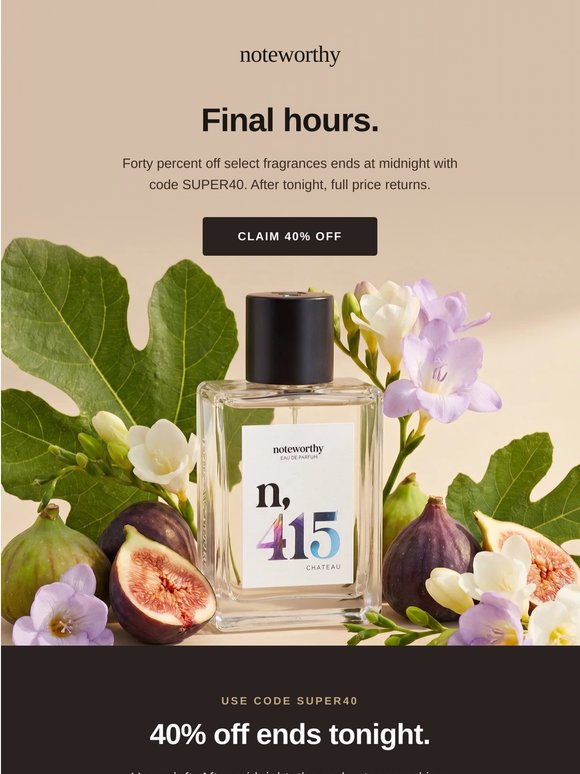 40% off select fragrances ends tonight